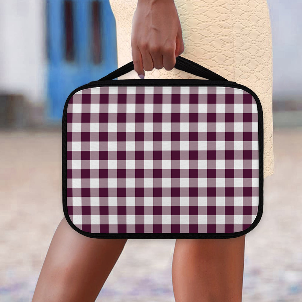 Burgundy And White Check Pattern Print Classic Bible Case