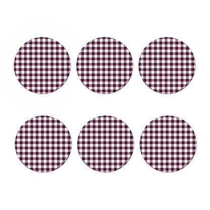 Burgundy And White Check Pattern Print Coaster Set