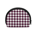 Burgundy And White Check Pattern Print Coin Purse