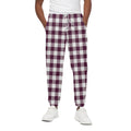 Burgundy And White Check Pattern Print Cotton Sweatpants