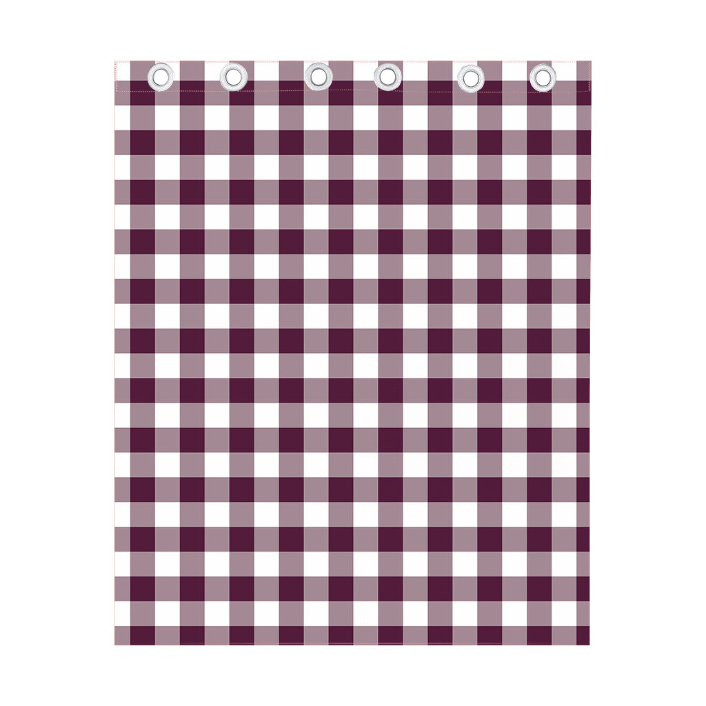 Burgundy And White Check Pattern Print Curtain