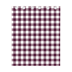 Burgundy And White Check Pattern Print Curtain