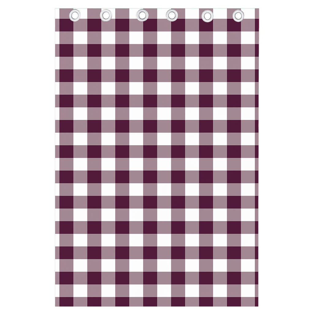 Burgundy And White Check Pattern Print Curtain