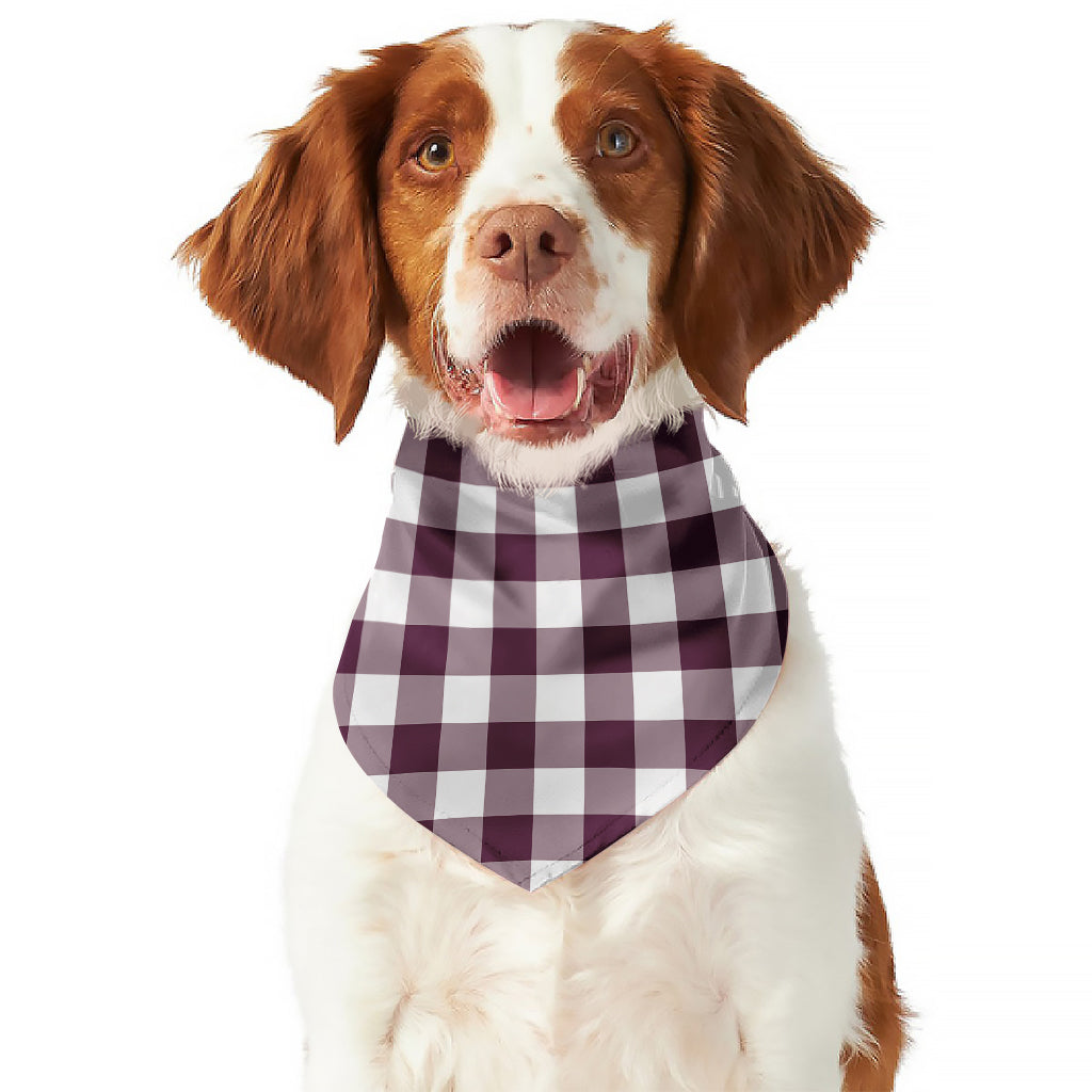 Burgundy And White Check Pattern Print Dog Bandana