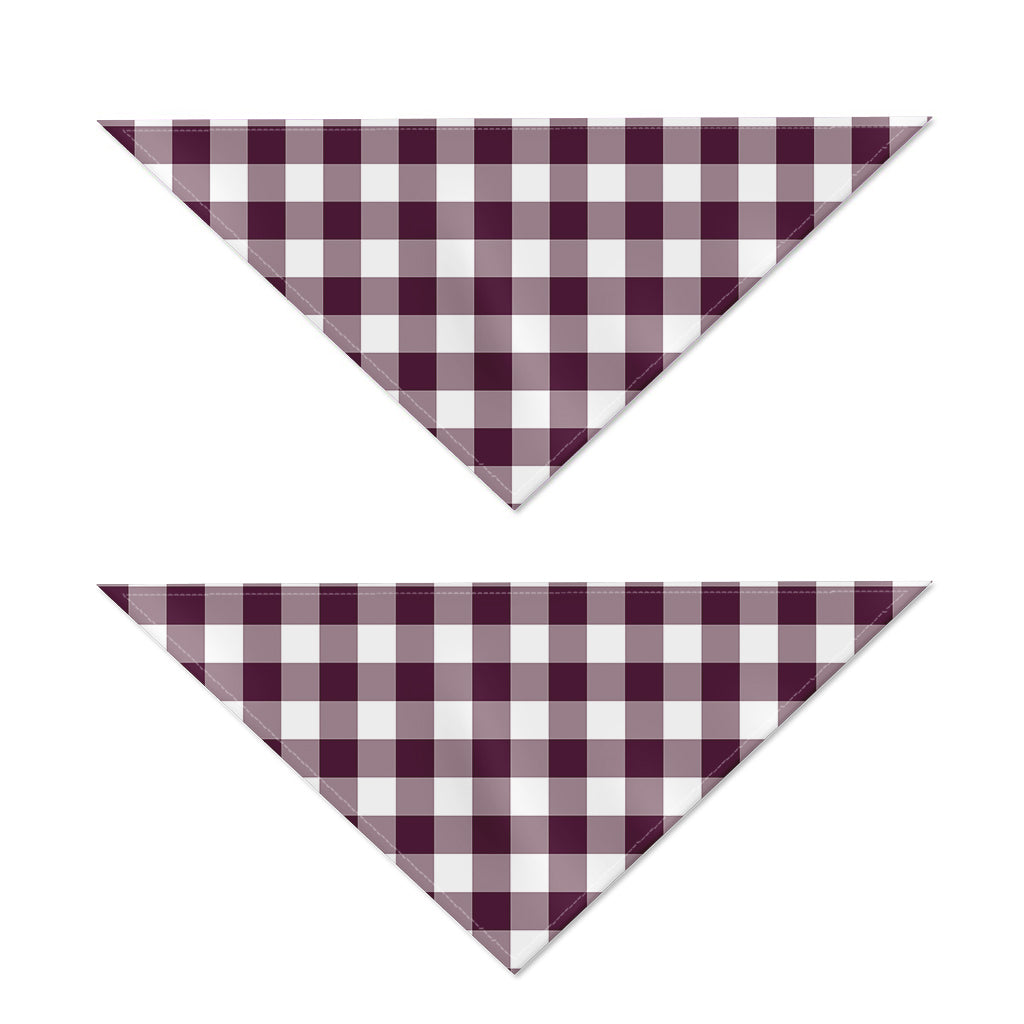 Burgundy And White Check Pattern Print Dog Bandana