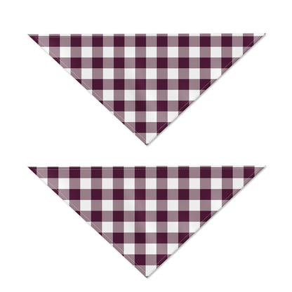 Burgundy And White Check Pattern Print Dog Bandana