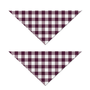 Burgundy And White Check Pattern Print Dog Bandana