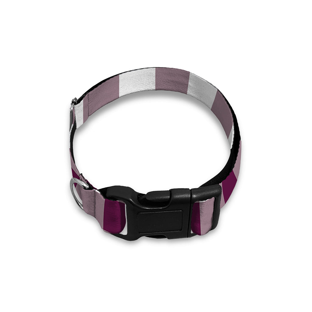 Burgundy And White Check Pattern Print Dog Collar