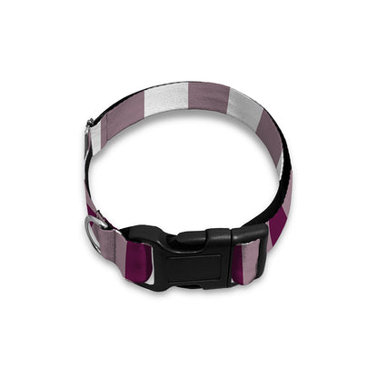 Burgundy And White Check Pattern Print Dog Collar
