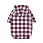 Burgundy And White Check Pattern Print Dog Zip Up Hoodie