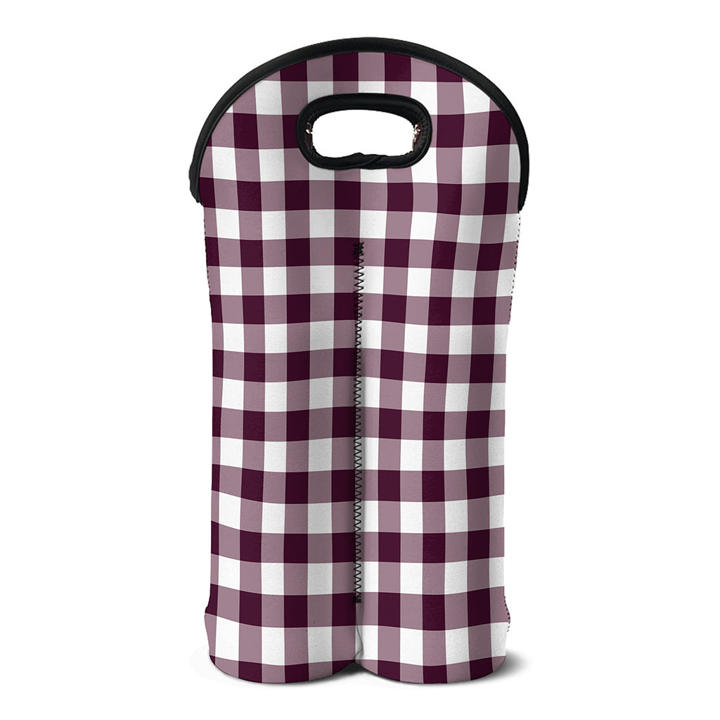 Burgundy And White Check Pattern Print Double Neoprene Wine Tote
