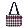 Burgundy And White Check Pattern Print Double Strap Bible Bag