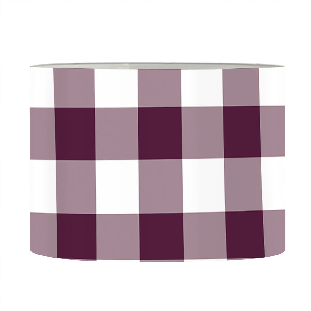 Burgundy And White Check Pattern Print Drum Lamp Shade