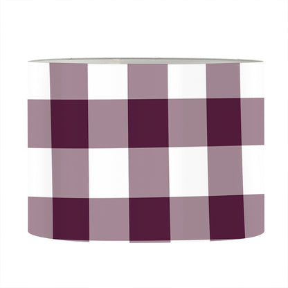 Burgundy And White Check Pattern Print Drum Lamp Shade