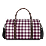 Burgundy And White Check Pattern Print Duffle Bag