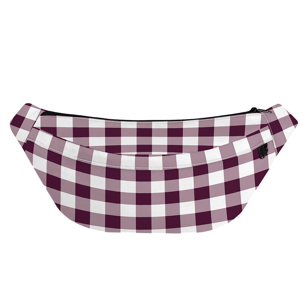 Burgundy And White Check Pattern Print Fanny Pack