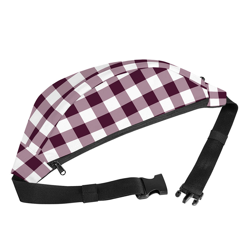 Burgundy And White Check Pattern Print Fanny Pack