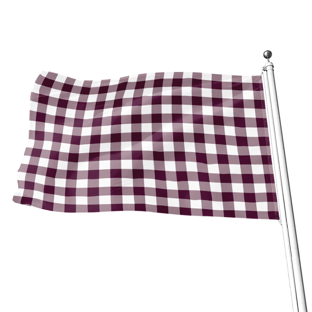 Burgundy And White Check Pattern Print Flag