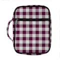 Burgundy And White Check Pattern Print Front Pocket Bible Bag