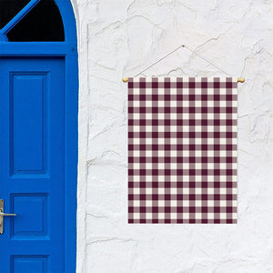 Burgundy And White Check Pattern Print Garden Flag