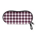 Burgundy And White Check Pattern Print Glasses Case