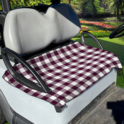 Burgundy And White Check Pattern Print Golf Cart Seat Cover