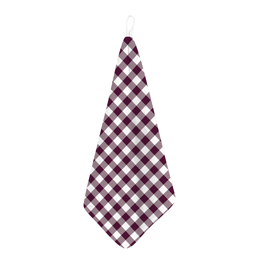 Burgundy And White Check Pattern Print Hand Towel