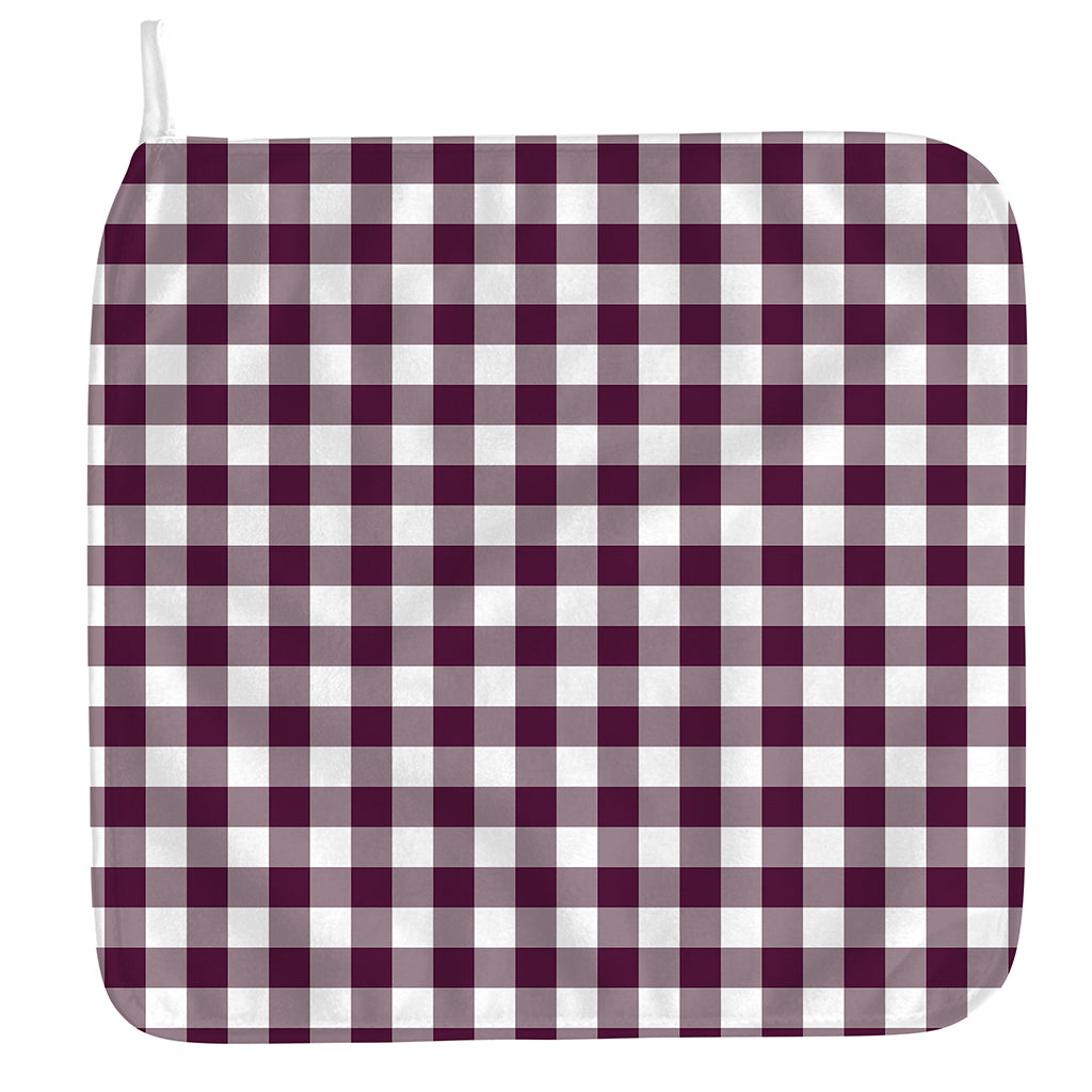 Burgundy And White Check Pattern Print Hand Towel