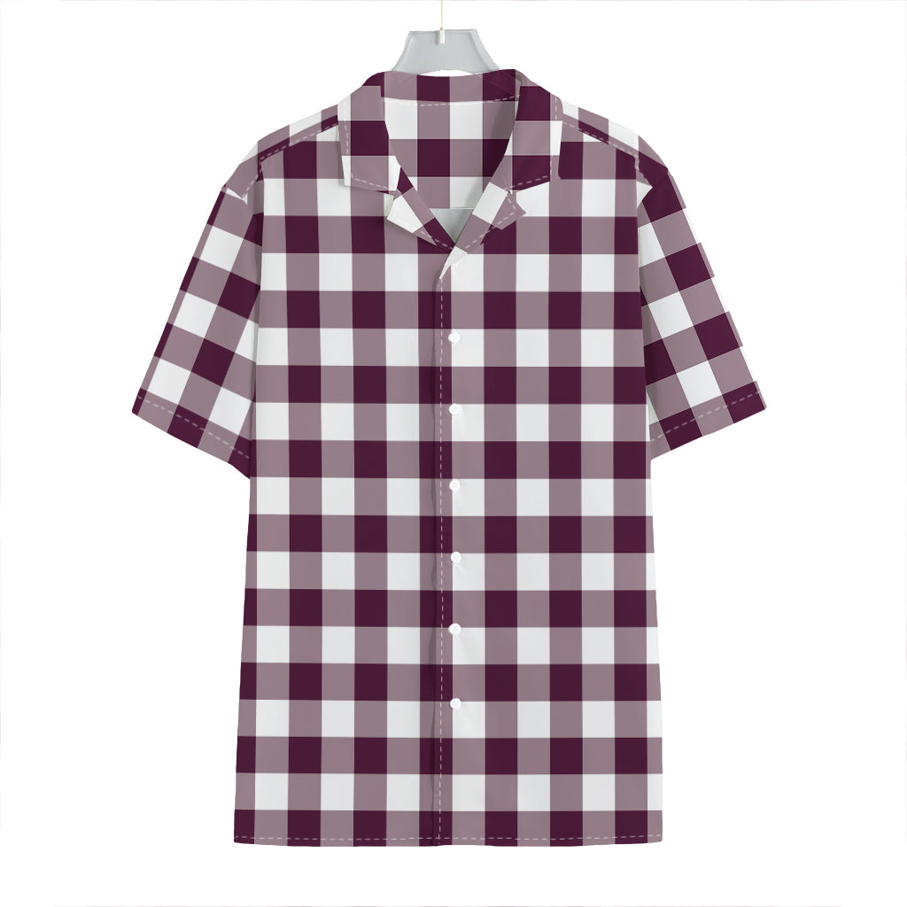 Burgundy And White Check Pattern Print Hawaiian Shirt