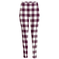 Burgundy And White Check Pattern Print High-Waisted Pocket Leggings