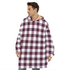 Burgundy And White Check Pattern Print Hoodie Blanket