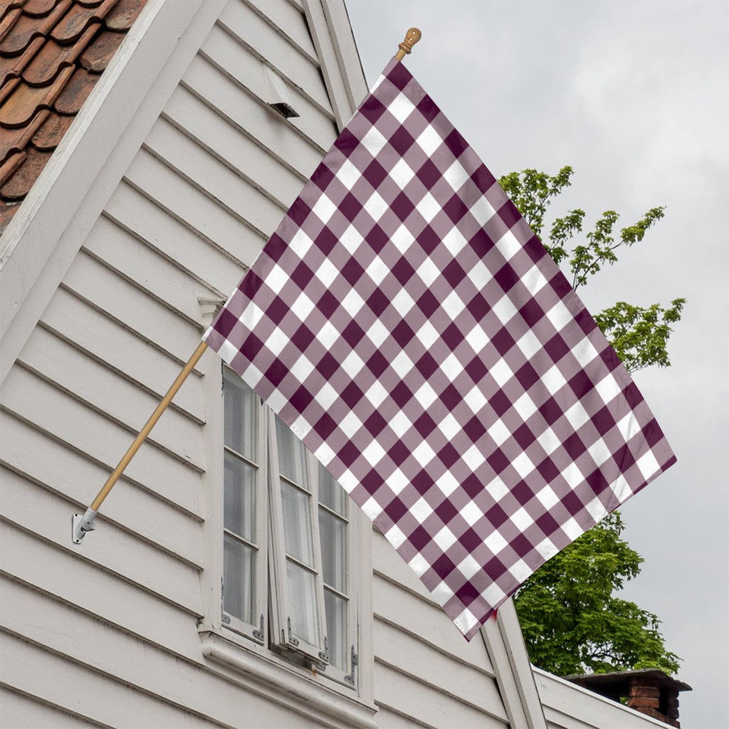 Burgundy And White Check Pattern Print House Flag