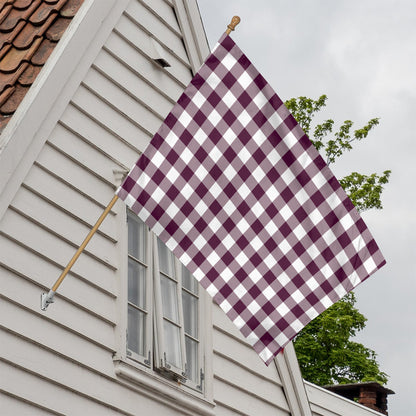 Burgundy And White Check Pattern Print House Flag