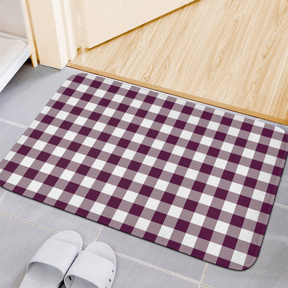 Burgundy And White Check Pattern Print Indoor Door Mat