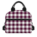 Burgundy And White Check Pattern Print Insulated Lunch Bag