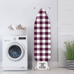 Burgundy And White Check Pattern Print Ironing Board Cover