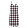 Burgundy And White Check Pattern Print Jersey Midi Cami Dress