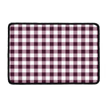 Burgundy And White Check Pattern Print Kitchen Mat