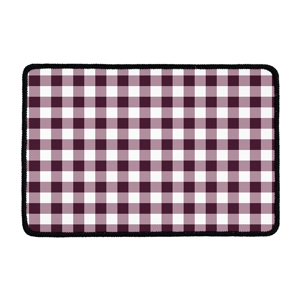 Burgundy And White Check Pattern Print Kitchen Mat