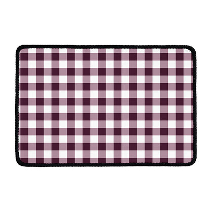 Burgundy And White Check Pattern Print Kitchen Mat