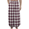 Burgundy And White Check Pattern Print Lantern Pants