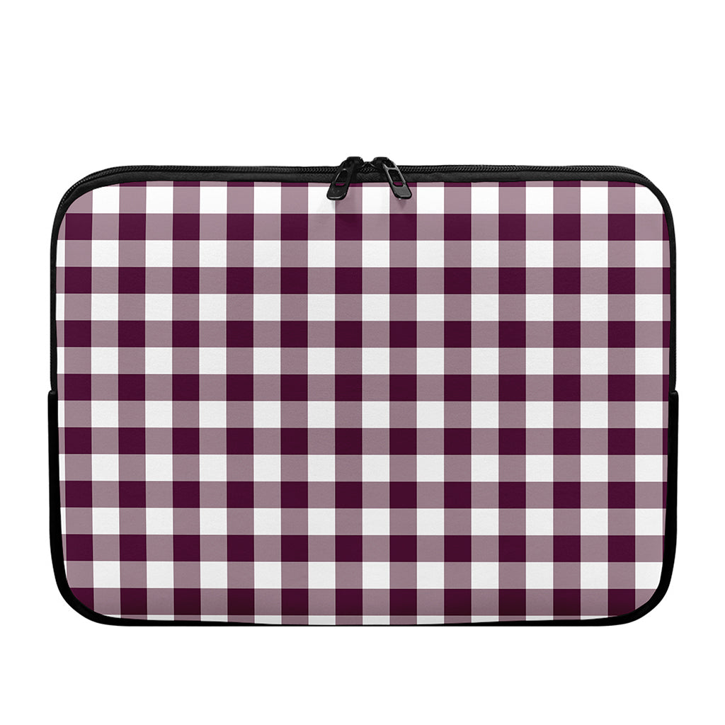 Burgundy And White Check Pattern Print Laptop Sleeve
