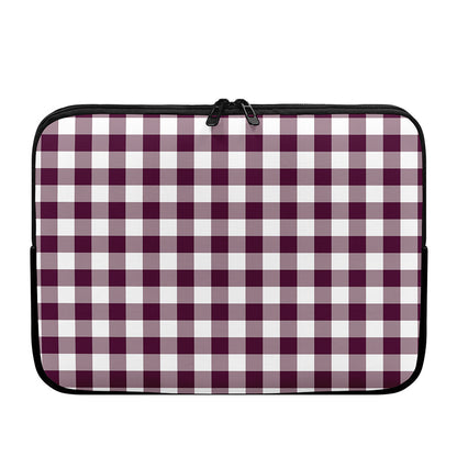 Burgundy And White Check Pattern Print Laptop Sleeve