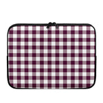 Burgundy And White Check Pattern Print Laptop Sleeve