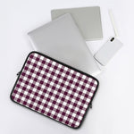 Burgundy And White Check Pattern Print Laptop Sleeve