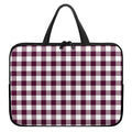 Burgundy And White Check Pattern Print Laptop Sleeve With Handle