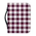 Burgundy And White Check Pattern Print Leather Bible Cover