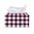 Burgundy And White Check Pattern Print Leather Tissue Box Cover