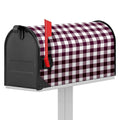Burgundy And White Check Pattern Print Mailbox Cover
