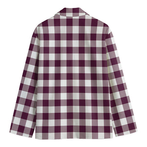 Burgundy And White Check Pattern Print Men's Blazer